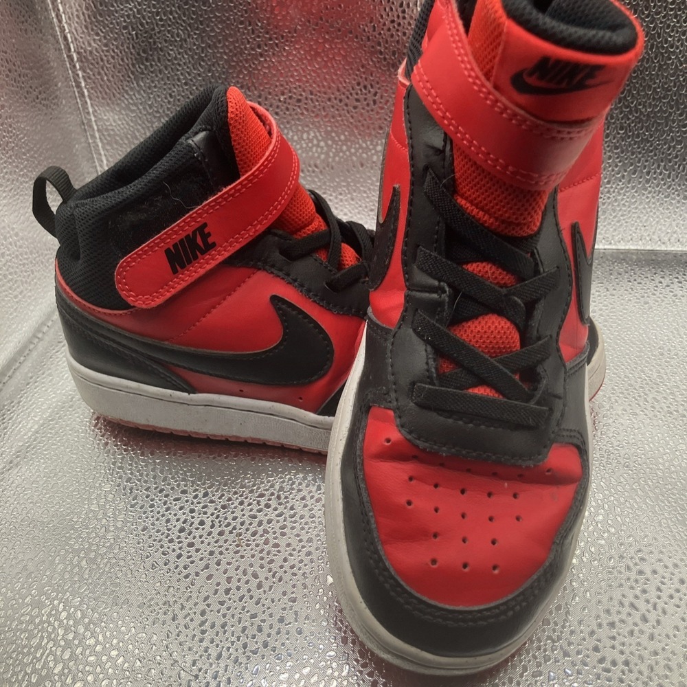 Nike CD7783-602 Boys High Top Red Black Sneakers Leather US Size 2 Y - Picture 4 of 13